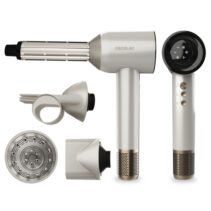 Cecotec DryGlam Waves Champagne Secador de Pelo 4 en 1 - Potencia 1600W - Velocidad 110000rpm - Pantalla Digital - Silencioso - Temperatura Regulable - Motor sin Escobillas - Color Blanco