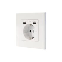 Nanocable Roseta Base de Enchufe de Pared Empotrable Tipo Schuko - 2xUSB-C PD - 3.4A - Color Blanco