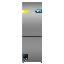 Cecotec Bolero CoolMarket Combi 322i Inox D Frigorifico Combi - Capacidad 322L - Luz LED - Temperatura Regulable - Acero Inoxidable - Total Nofrost - Frio Envolvente - 59.5x185.5cm - Color Acero