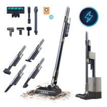 Cecotec Scoba 3000 Station Aspirador de Escoba Vertical con Base de Autovaciado - 210W - Autonomia 40min - Succion 20kPa - Incluye Accesorios - Ideal Mascotas - Motor sin Escobillas - Color Azul Marino