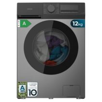 Cecotec Bolero DressCode 12450 Inverter Steel Lavadora de Carga Frontal - Capacidad 12kg - Velocidad 1400rpm - Temperatura Regulable - Display LED - Motor Inverter - Inicio Programable - Color Gris