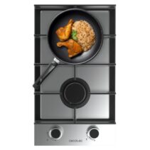 Cecotec Bolero Squad G 2400F Inox Cocina de Gas Encastrable - 2 Quemadores - Acero Inoxidable - 5.2kW - Parrillas de Hierro Fundido - Wok de Triple Corona - Color Acero