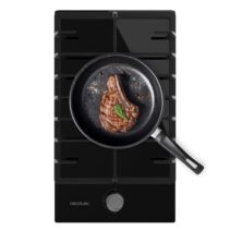 Cecotec Bolero Squad G 1200F Glass Black Cocina de Gas Encastrable - 1 Quemador - Acabado en Cristal Negro - 3.5kW - Parrillas de Hierro Fundido - Inyector Convertor a Glp - Color Negro