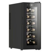 Cecotec Bolero GrandSommelier 1250 CoolCrystal Vinoteca para 12 Botellas - Silencioso 35dB - Luz LED - Pantalla LED - Temperatura Regulable - Control Tactil - Color Negro