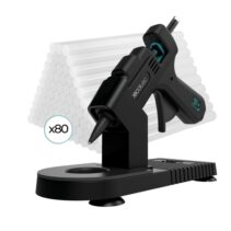 Cecotec Perfect Fix 20 Pistola de Cola Termofusible - 20W - Temperatura hasta 180ºC - Protector de Mesa - 80 Barras de Silicona de 7mm - Color Negro