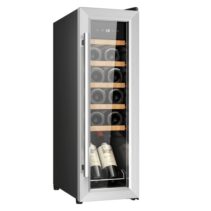 Cecotec Bolero GrandSommelier 1250 CoolWood Compressor Vinoteca para 12 Botellas - Capacidad 0.75L - Luz LED - Temperatura Regulable - Control Tactil - 25.2x45x79.5cm - Color Acero