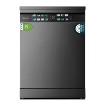 Cecotec Bolero Aguazero 6700 Dark B Lavavajillas de 60cm - 15 Cubiertos - Temperatura Regulable - Seguro Infantil - Pantalla XXL - 8 Programas - Motor Inverter - Inicio Programable - Color Gris Oscuro