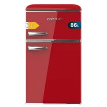 Cecotec Bolero CoolMarket 2D Origin 86 Red E Mini Frigorifico de Dos Puertas de 86L - Luz LED - Estilo Retro - Tirador Cromado - Cajon para Vegetales - 48.7x59.2x89.3cm - Color Rojo
