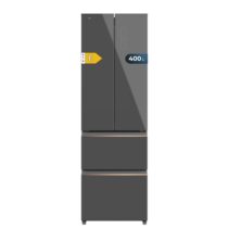 Cecotec Bolero CoolMarket Combi F2D 400 Grey Glass E Frigorifico Puerta Francesa de 4 Puertas - Capacidad 400L - Luz LED - Compresor Inverter - Total Nofrost - Frio Envolvente - 60x64x191cm - Color Gris