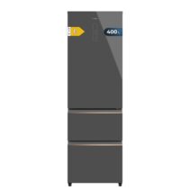 Cecotec Bolero CoolMarket Combi FD 400 Grey Glass E Frigorifico Puerta Francesa - Capacidad 400L - Luz LED - Compresor Inverter - Total Nofrost - Frio Envolvente - Clase E - 60x64x191cm - Color Gris