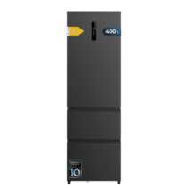 Cecotec Bolero CoolMarket Combi FD 400 Dark E Frigorifico Puerta Francesa - 400L - Luz LED - Compresor Inverter - Acero Inoxidable - Total Nofrost - Frio Envolvente - 60x64x191cm - Color Gris Oscuro