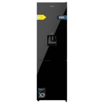 Cecotec Bolero CoolMarket Combi 250 WD Black Glass D Frigorifico Combi - Capacidad 250L - Compresor Inverter - Puerta de Cristal - Dispensador de Agua - Frio Envolvente - 54x57.6x180cm - Color Negro