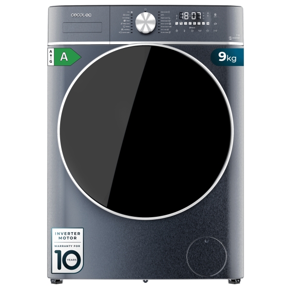 Cecotec Bolero DressCode 9800 Inverter Ice Blue A Lavadora de Carga Frontal - Capacidad 9kg - Velocidad 1400rpm - Seguro Infantil - Motor Inverter - 16 Programas - Color Azul