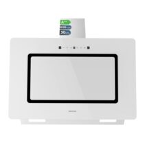 Cecotec Bolero Flux DT 908002 Glass White A++ Campana Extractora de 90cm - 210W - Succion 800m3/h - Luz LED - Pantalla LED - Incluye Accesorios - Filtros de Carbono Incluidos - Color Blanco