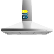 Cecotec Bolero Flux PM 906500 Inox A Campana Extractora de 90cm - 165W - Succion 650m3/h - Luz LED - Incluye Accesorios - Acero Inoxidable - Kit de Montaje - Filtros de Carbono Incluidos - Color Acero