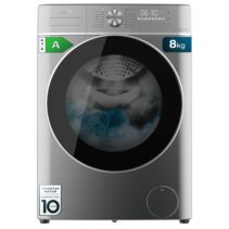 Cecotec Bolero DressCode 8800 Inverter Steel A Lavadora de Carga Frontal - Capacidad 8kg - Velocidad 1400rpm - Seguro Infantil - Motor Inverter - 16 Programas - Color Negro y Gris
