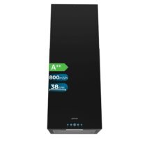 Cecotec Bolero Flux ICT 388000 Black A++ Campana Extractora de Techo de 38cm - 210W - Succion 800m3/h - Luz LED - Incluye Accesorios - Kit de Montaje - Filtros de Carbono Incluidos - Color Negro