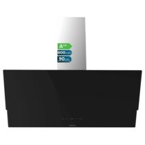 Cecotec Bolero Flux DT 908001 Glass Black A++ Campana Extractora de 90cm - 210W - Succion 800m3/h - Luz LED - Pantalla LED - Incluye Accesorios - Filtros de Carbono Incluidos - Color Negro