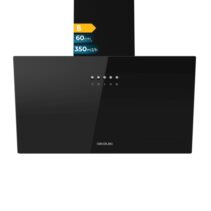 Cecotec Bolero Flux DM 603500 Glass Black B Campana Extractora de 60cm - 65W - Succion 350m3/h - Luz LED - Incluye Accesorios - Kit de Montaje - Filtros de Carbono Incluidos - Color Negro