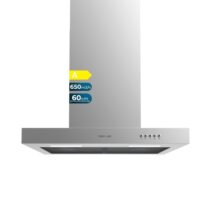 Cecotec Bolero Flux TM 606500 Inox A Campana Extractora de 60cm - 165W - Succion 650m3/h - Luz LED - Incluye Accesorios - Acero Inoxidable - Kit de Montaje - Filtros de Carbono Incluidos - Color Acero