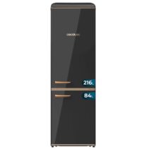 Cecotec Bolero CoolMarket Combi Origin 300 Black E Frigorifico Combi - Capacidad 300L - Temperatura Regulable - Estilo Retro - Cajon para Carne y Pesado - Clase E - Color Negro