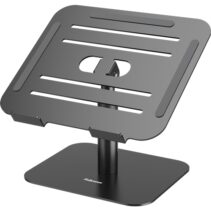 Fellowes Alumia Elevador para Portatil de Sobremesa hasta 15" - Ajustes de Altura entre15 y 30cm - Plataforma con Inclinacion Ajustable - Fabricado en Aluminio - Color Negro