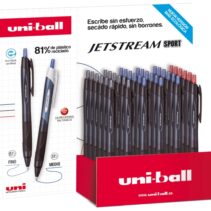 Uni-ball SXN-157E JetStream Sport Expositor de 36 Boligrafos Retractiles - Punta de Bola 0.7mm - Tinta Pigmentada Resistente al Agua y Luz - Secado Instantaneo - Colores Surtidos