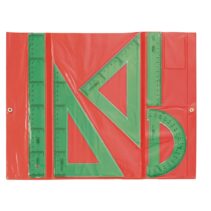 Safta Pack de 5 Reglas - Regla de 30cm - Regla de 15cm - Escuadra de 25cm - Cartabon de 25cm - Semicirculo de 15cm - Cierre de Velcro - Color Verde