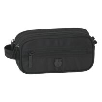 Safta F.C.Barcelona Premium Neceser Compacto de 2L - 2 Compartimentos con Cremallera - Asa Lateral - Bolsillo Frontal - 210x100x80mm - Color Negro