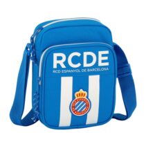Safta RCD Espanyol Bandolera - Cremallera - Bolsillo Frontal - Bandolera Ajustable - Compartimento Trasero con Velcro - 2L - 160x60x220mm - Color Azul y Blanco