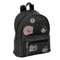 Safta Mickey Mouse Mini Mochila - Cremallera - Bolsillo Frontal - Tirador Doble - Bolsillo Lateral - Interior Forrado - Hombreras Ajustables - Asa Superior - 240x120x280mm - Color Negro
