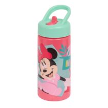 Safta Minnie Mouse Me Time Botella de 410ml - Pajita Integrada - Valvula de Salida de Agua - Asa Superior - Tapon Roscado - 17.8x7.4x6.4cm - Color Rosa