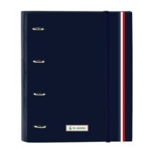 Safta el Ganso Eclipse Carpeta con 4 Anillas 35mm - Tapas Duras Forradas - Recambio 100 Hojas - Cuadriculas 5x5mm - Cierre Elastico - Incluye Separadores - 270x35x320mm - Color Azul Marino
