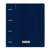 Safta el Ganso Eclipse Carpeta con 4 Anillas 35mm - Tapas de PP Foam - Recambio 100 Hojas - Cierre Elastico - Ranura para Boligrafo - Separadores Internos - 270x40x320mm - Color Azul Marino