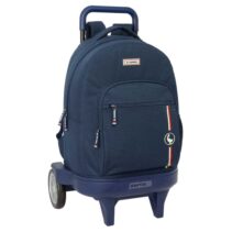 Safta el Ganso Eclipse Mochila con Carro - Bolsillo Frontal - Portabotellas - Asa y Hombreras Acolchadas - Tarjeta ID - Ruedas Antivibracion - 33L - 330x220x450mm - Color Azul Marino
