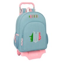 Safta Wicked Mochila con Carro - Portabotellas - Doble Tirador - Hombreras Acolchadas - Mochila Extraible - Ruedas de Goma - 21L - Color Turquesa