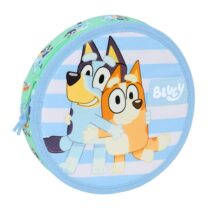Safta Bluey Sisters Plumier Redondo - 18 Piezas - Cremallera - Goma - Lapiz - 6 Colores - 8 Rotuladores - Sacapuntas - 210x35mm - Color Azul
