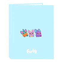 Safta Furby Carpeta con 4 Anillas 25mm - Tapas Duras Forradas - Formato Folio - Resistente - 265x40x330mm - Color Azul Claro