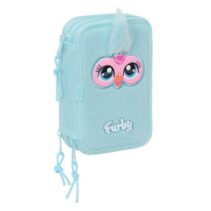 Safta Furby Plumier de 3 Pisos - 37 Piezas - 1.3L - Goma - Lapiz - Boligrafos - Sacapuntas - Reglas - 16 Colores - 14 Rotuladores - 125x55x195mm - Color Azul Claro