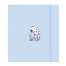 Safta Snoopy Love Carpeta con 4 Anillas 35mm - Tapas de PP Foam - Recambio 100 Hojas - Cuadriculas 5x5mm - Cierre Elastico - Ranura para Boligrafo - 270x40x320mm - Color Azul Claro