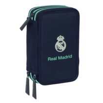Safta Real Madrid 2ª Equipacion 25/26 Plumier de 3 Pisos - 37 Piezas - 1.3L - Goma - Lapiz - Boligrafos - Sacapuntas - Reglas - 16 Colores - 14 Rotuladores - 125x55x195mm - Color Azul Marino