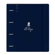 Safta el Pulpo Carpeta con 4 Anillas 35mm - Tapas de PP Foam - Recambio 100 Hojas - Cierre Elastico - Ranura para Boligrafo - Separadores Internos - 270x40x320mm - Color Azul Marino