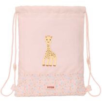Safta Sophie la Girafe Joy Saco Plano - Bolsillo con Cremallera - Cierre con Cordones - Material Reciclado - Repelente al Agua - Compacto y Ligero - 3L - 260x10x340mm - Color Rosa Pastel