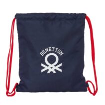 Safta Benetton Together Saco Plano - Bolsillo con Cremallera - Cierre con Cordones - 5L - Compacto y Ligero - 350x10x400mm - Color Azul Marino
