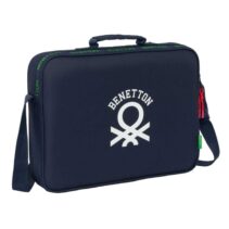 Safta Benetton Together Maletin con Cremallera - Bandolera Ajustable - Asa Forrada - Doble Tirador - Fondo Semirigido - 6L - 380x60x280mm - Color Azul Marino