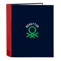 Safta Benetton Together Carpeta con 4 Anillas 40mm - Tapas Duras Forradas - Formato Folio - 270x60x330mm - Color Azul Marino
