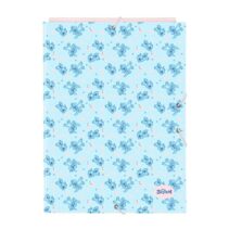 Safta Stitch Ohana Carpeta con 3 Solapas - Tapas Duras Forradas - Formato Folio - Cierre con Gomas - 260x25x335mm - Color Azul Claro