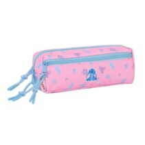 Safta Stitch Bright Portatodo - 3 Compartimentos con Cremalleras - Goma Elastica - 0.98L - 220x60x85mm - Color Rosa