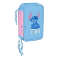 Safta Stitch Bright Plumier de 3 Pisos - 37 Piezas - 1.3L - Goma - Lapiz - Boligrafos - Sacapuntas - Reglas - 16 Colores - 14 Rotuladores - 125x55x195mm - Color Azul