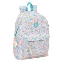 Safta Moos Fiori Mochila para Portatil hasta 14.1" - Bolsillo Frontal - Portabotellas - Tirador Doble - Hombreras Ergonomicas - Asa Superior - 310x130x430mm - Color Rosa Pastel